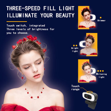 SKONYON 2021 1080p ウェブカメラ リングライトとマイク付き オートフォーカス プラグアンドプレイ オンライン学習用ウェブカメラ Zoom ミーティング Skype チーム PC Mac ノートパソコン デスクトップコンピューター (三脚付属)